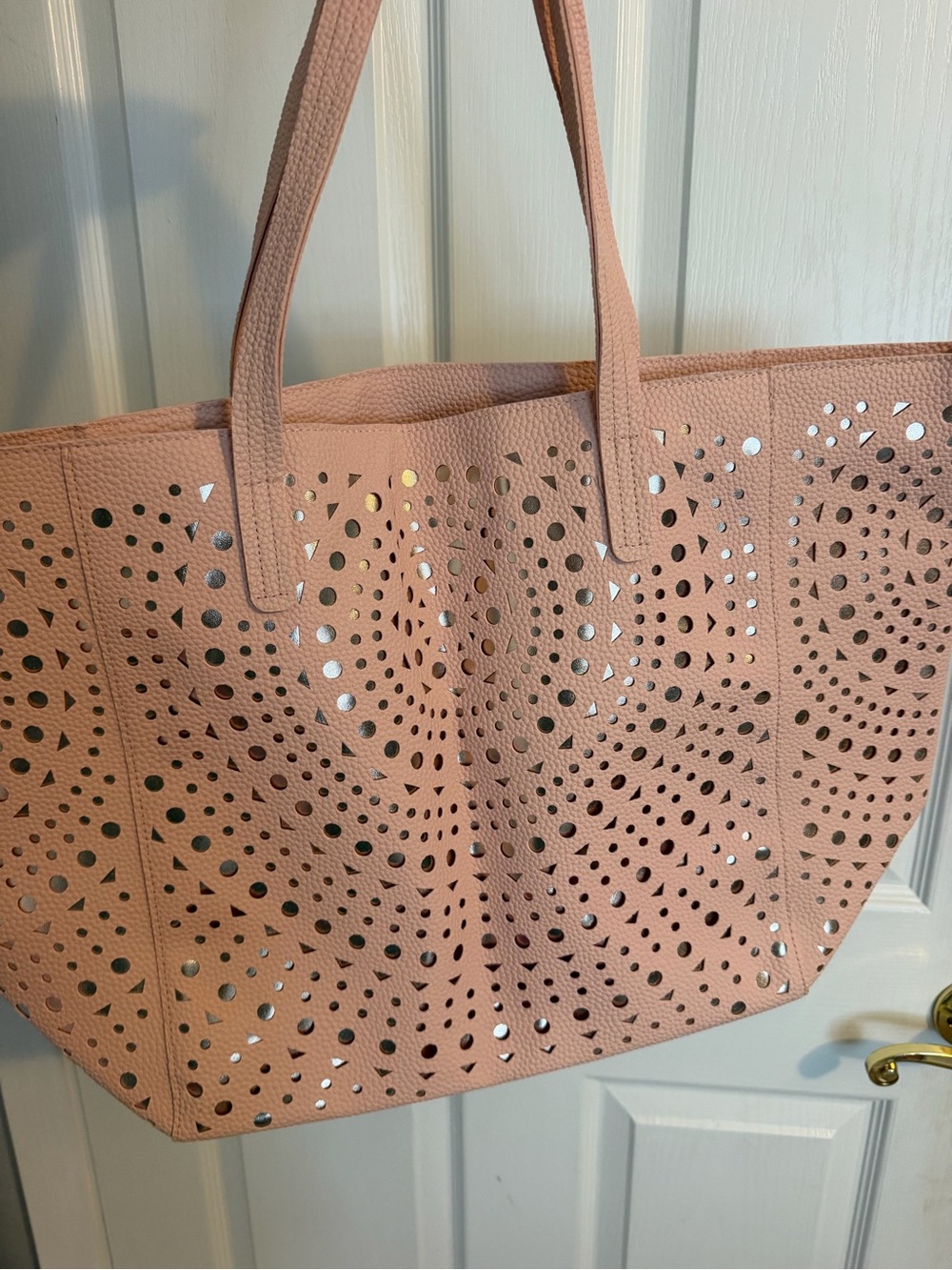 Dusty Pink and Gold Zippered Tote Bag
